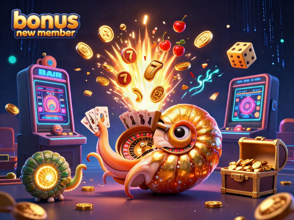 Engage in thrilling gameplay with bonus new member promotions and vibrant casino elements surrounding iconic characters.